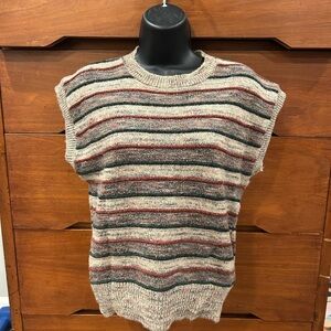 Vintage Striped Knit Wool Sweater Vest - Multicolor